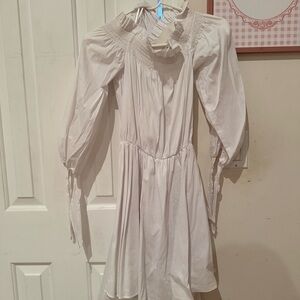 Olivaceous White Ruffled Dress